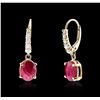 Image 2 : 14KT Yellow Gold 3.25ctw Ruby and Diamond Earrings