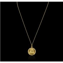 18KT Yellow Gold Sacred Heart Pendant With Chain