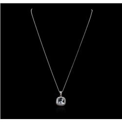 14KT White Gold 4.04ct Aquamarine and Diamond Pendant With Chain