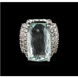 14KT White Gold 7.61ct Aquamarine and Diamond Ring