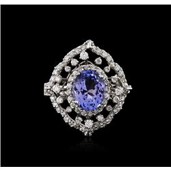 14KT White Gold 2.84ct Tanzanite and Diamond Ring