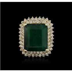 14KT Yellow Gold GIA Certified 25.52ct Emerald and Diamond Ring