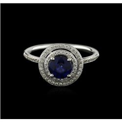 14KT White Gold 0.97ct Sapphire and Diamond Ring