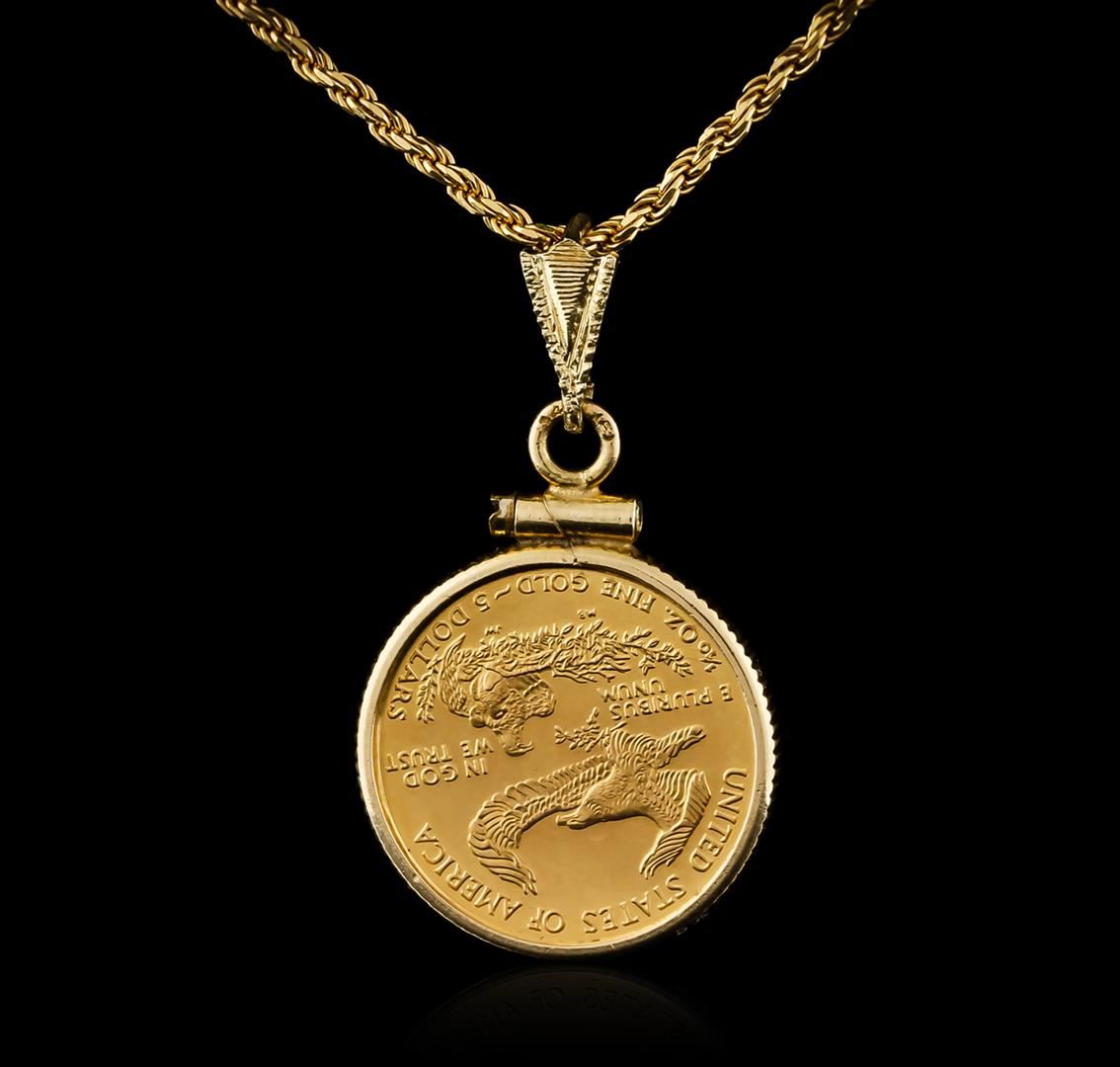 14KT Yellow Gold American Eagle Coin Pendant With Chain
