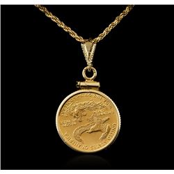 14KT Yellow Gold American Eagle Coin Pendant With Chain