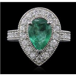 14KT White Gold 2.12ct Emerald and Diamond Ring