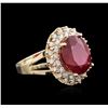 Image 2 : 14KT Yellow Gold 6.72ct Ruby and Diamond Ring