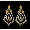 Image 1 : 18KT Two Tone Gold 3.54ctw Diamond Dangle Earrings