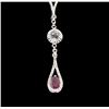 Image 2 : SILVER 8.40ct Ruby and White Topaz Necklace