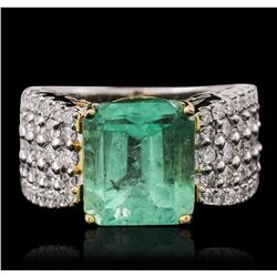 14KT Two-Tone Gold 5.97ct Emerald and Diamond Ring