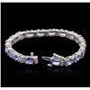 Image 3 : 14KT White Gold 14.06ctw Tanzanite and Diamond Bracelet