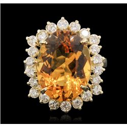 14KT Yellow Gold 8.45ct Citrine Quartz and Diamond Ring