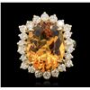 Image 1 : 14KT Yellow Gold 8.45ct Citrine Quartz and Diamond Ring