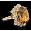Image 2 : 14KT Yellow Gold 8.45ct Citrine Quartz and Diamond Ring