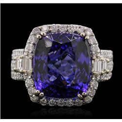 14KT White Gold GIA Certified 11.73ct Tanzanite and Diamond Ring