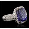 Image 2 : 14KT White Gold GIA Certified 11.73ct Tanzanite and Diamond Ring