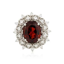 14KT White Gold 5.43ct Spessartite and Diamond Ring