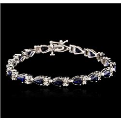 14KT White Gold 8.82ctw Sapphire and Diamond Bracelet