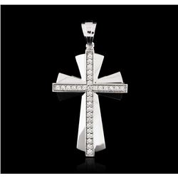 14KT White Gold 0.55ctw Diamond Cross Pendant