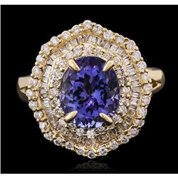 14KT Yellow Gold 2.74ct Tanzanite and Diamond Ring