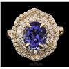 Image 1 : 14KT Yellow Gold 2.74ct Tanzanite and Diamond Ring