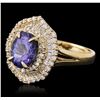 Image 2 : 14KT Yellow Gold 2.74ct Tanzanite and Diamond Ring