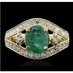 14KT Yellow Gold 1.58ct Emerald and Diamond Ring