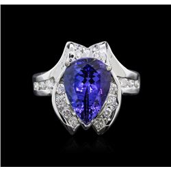 14KT White Gold 4.58ct Tanzanite and Diamond Ring