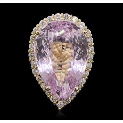 14KT Yellow Gold 38.02ct GIA Certified Kunzite and Diamond Ring