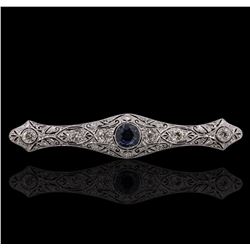 18KT White Gold 1.58ct Sapphire and Diamond Brooch