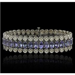 10KT White Gold 20.84ctw Tanzanite and Diamond Bracelet