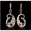 Image 1 : 14KT Yellow Gold 2.60ctw Ruby and Diamond Earrings