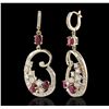 Image 2 : 14KT Yellow Gold 2.60ctw Ruby and Diamond Earrings