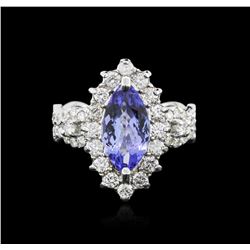 14KT White Gold 1.98ct Tanzanite and Diamond Ring