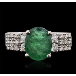 18KT White Gold 3.09ct Emerald and Diamond Ring