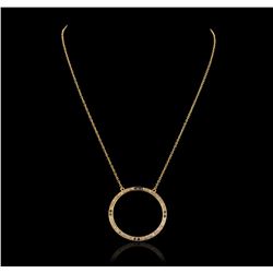 14KT Yellow Gold 0.20ctw Sapphire and Diamond Pendant With Chain