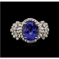 14KT White Gold 4.31ct Tanzanite and Diamond Ring