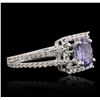 Image 2 : 18KT White Gold 0.83ct Tanzanite and Diamond Ring