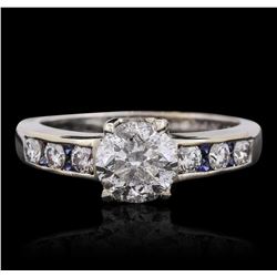 18KT White Gold 2.19ctw Brilliant Cut Diamond and Sapphire Ring