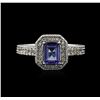 Image 1 : 14KT White Gold 0.86ct Tanzanite and Diamond Ring
