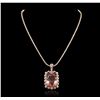 Image 1 : 14KT Rose Gold 48.30ct GIA Certified Morganite and Diamond Pendant With Chain