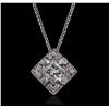 Image 1 : 14KT White Gold 0.89ctw Diamond Pendant With Chain