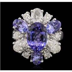 14KT White Gold 3.58ct Tanzanite and Diamond Ring