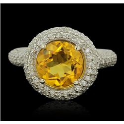 14KT White Gold 2.70ct Citrine and Diamond Ring