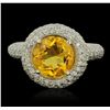 Image 1 : 14KT White Gold 2.70ct Citrine and Diamond Ring