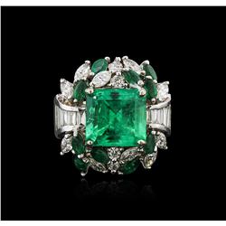 18KT White Gold 5.80ctw Emerald and Diamond Ring