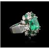 Image 2 : 18KT White Gold 5.80ctw Emerald and Diamond Ring