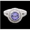 Image 1 : 14KT White Gold 1.43ct Tanzanite and Diamond Ring