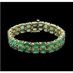 14KT Yellow Gold 28.52ctw Emerald Bracelet