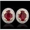 Image 1 : 14KT Two-Tone Gold 3.54ctw Ruby and Diamond Earrings